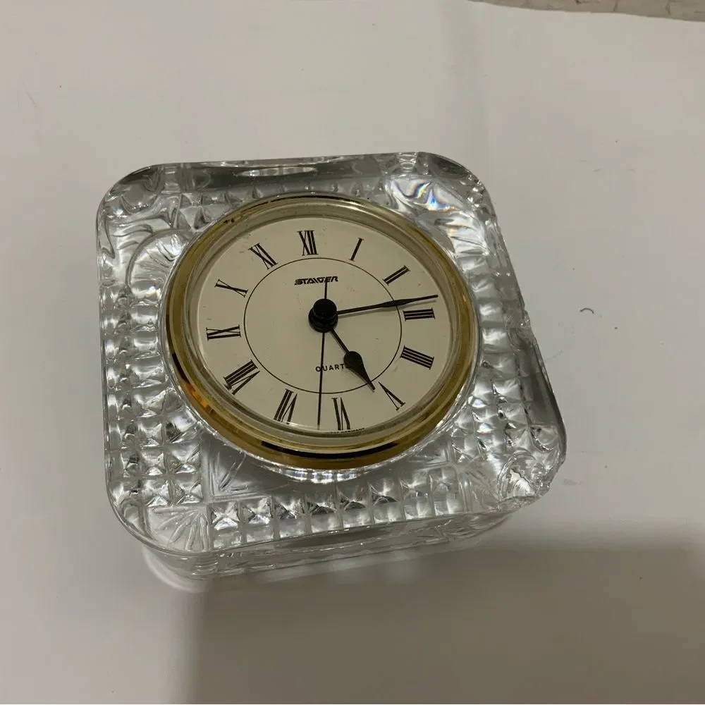 Staiger Quartz Lead Crystal Clock West Germany Movement - Crystal Made in France